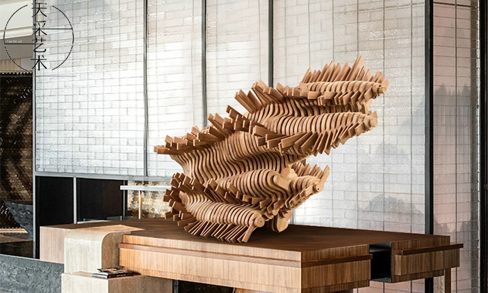 Solid Wood Floor Sculpture Display Piece: Illuminating Spaces with Timeless Elegance